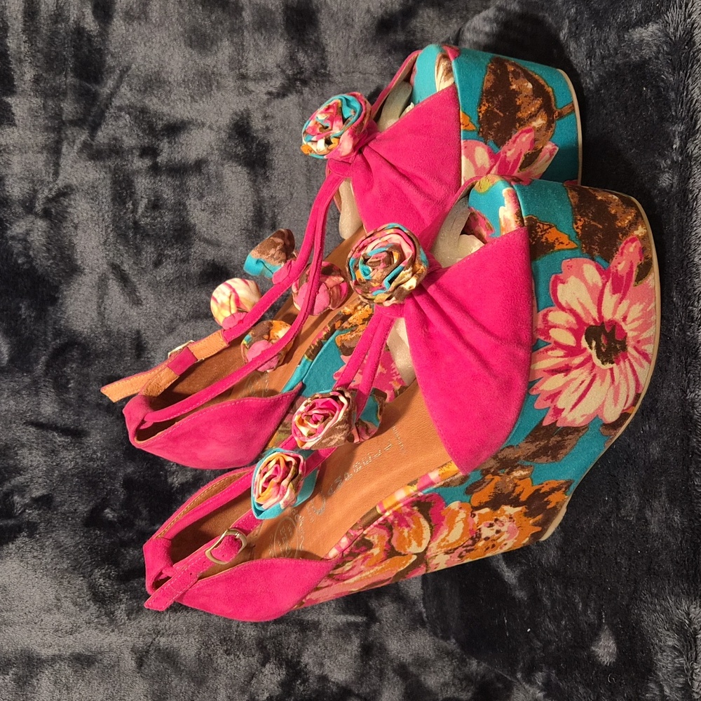 Jeffrey Campbell Vibrant Pink and Blue Platform Heels
